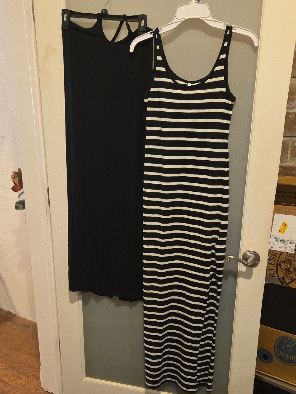 Striped Tank Maxi Dress and Black Halter Dress Bundle